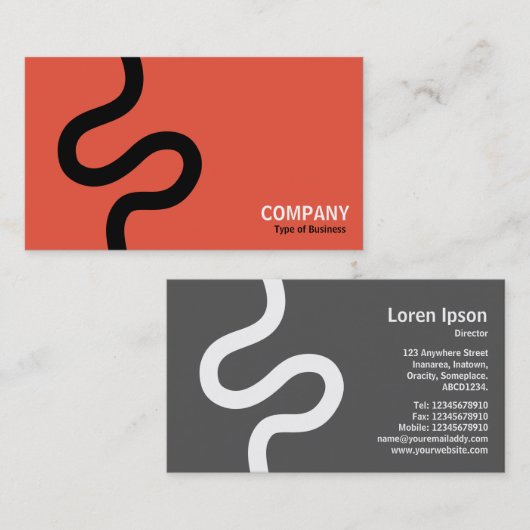 Curvy Line 02 - Zwart op Oranje Visitekaartje (Voorkant / Achterkant)