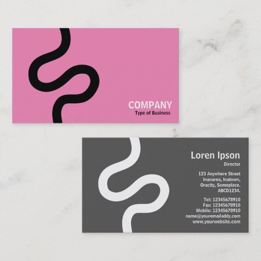 Curvy Line 02 - zwart op roze Visitekaartje (Voorkant / Achterkant)