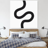Curvy Line 02 - Zwart op wit Canvas Afdruk (Insitu (Slaapkamer))