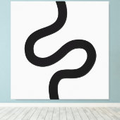 Curvy Line 02 - Zwart op wit Canvas Afdruk (Insitu (Houten vloer))