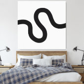 Curvy Line 02 - Zwart op wit Canvas Afdruk (Insitu (Slaapkamer))