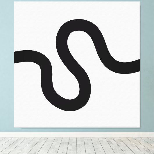Curvy Line 02 - Zwart op wit Canvas Afdruk (Insitu (Houten vloer))