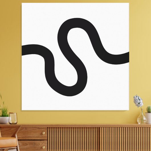 Curvy Line 02 - Zwart op wit Canvas Afdruk (Insitu (Woonkamer))