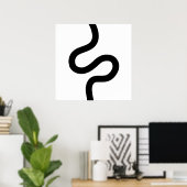 Curvy Line 02 - Zwart op wit Poster (Thuiskantoor)