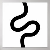Curvy Line 02 - Zwart op wit Poster (Voorkant)