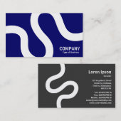 Curvy Line 02a - Wit op donkerblauw Visitekaartje (Voorkant / Achterkant)