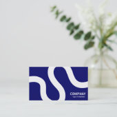 Curvy Line 02a - Wit op donkerblauw Visitekaartje (Staand voorkant)