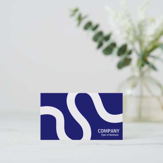 Curvy Line 02a - Wit op donkerblauw Visitekaartje (Staand voorkant)