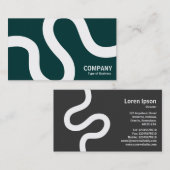 Curvy Line 02a - Wit op Donkergroen Visitekaartje (Voorkant / Achterkant)