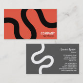 Curvy Line 02a - Zwart op Oranje Visitekaartje (Voorkant / Achterkant)