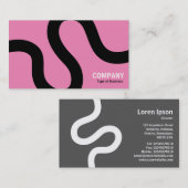 Curvy Line 02a - zwart op roze Visitekaartje (Voorkant / Achterkant)