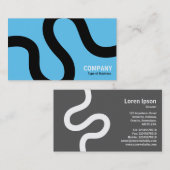 Curvy Line 02a - Zwart op Sky Blue Visitekaartje (Voorkant / Achterkant)
