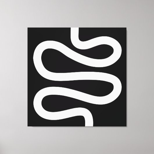 Curvy Line - White op Black Canvas Afdruk (Voorkant)