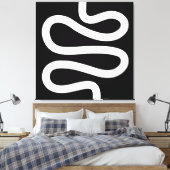 Curvy Line - White op Black Canvas Afdruk (Insitu (Slaapkamer))