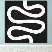 Curvy Line - White op Black Canvas Afdruk (Insitu (Houten vloer))