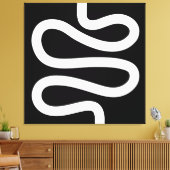 Curvy Line - White op Black Canvas Afdruk (Insitu (Woonkamer))