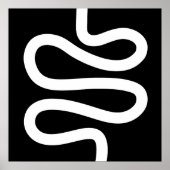 Curvy Line - White op Black Poster (Voorkant)