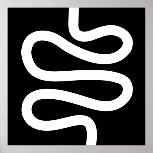 Curvy Line - White op Black Poster (Voorkant)