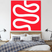 Curvy Line - Wit op rood Canvas Afdruk (Insitu (Slaapkamer))