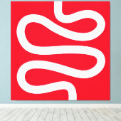 Curvy Line - Wit op rood Canvas Afdruk (Insitu (Houten vloer))