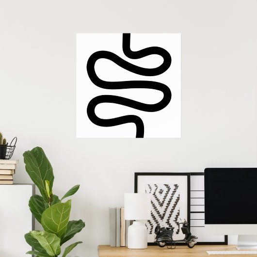 Curvy Line - Zwart op wit Poster (Thuiskantoor)