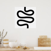 Curvy Line - Zwart op wit Poster (Keuken)