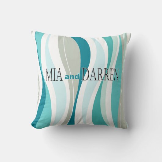 Curvy Lines aqua designer Kussen (Voorkant)