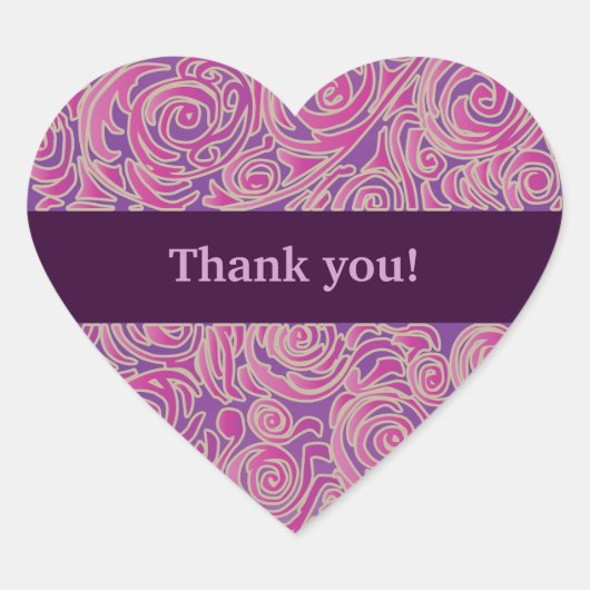 Curvy Lines Batik Roze Hart Sticker (Voorkant)