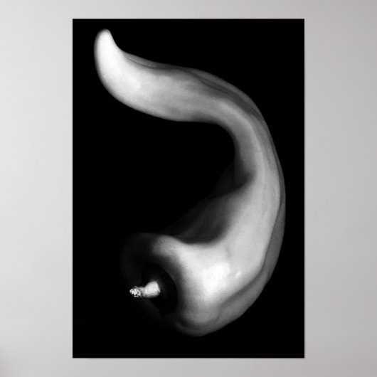 Curvy Pepper sluit Zwarte en Witte Fotografie op Poster (Voorkant)