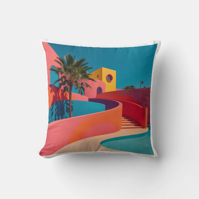 Curvy Post-Modern Memphis Pattern | Soft Geometric Kussen (Voorkant)