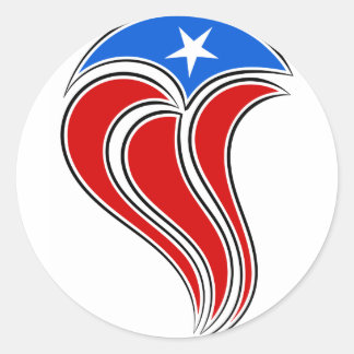 Curvy Puerto Rico Vlaggenontwerp Ronde Sticker