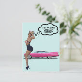 CURVY SAILOR GIRL MET PINK CADDY BRIEFKAART (Staand voorkant)