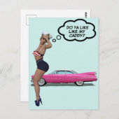 CURVY SAILOR GIRL MET PINK CADDY BRIEFKAART (Voorkant / Achterkant)