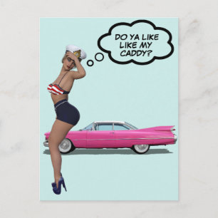 CURVY SAILOR GIRL MET PINK CADDY BRIEFKAART