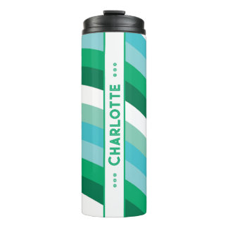 Curvy Stripe in Groene Gepersonaliseerde Thermisch Thermosbeker