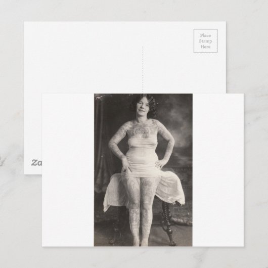 Curvy Tattooed lady Briefkaart (Voorkant / Achterkant)