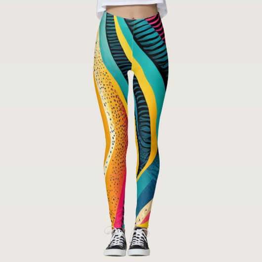 Curvy texturen in levendige kleuren leggings (Voorkant)