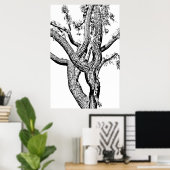 Curvy Tree in zwart-wit Poster kunst (Thuiskantoor)