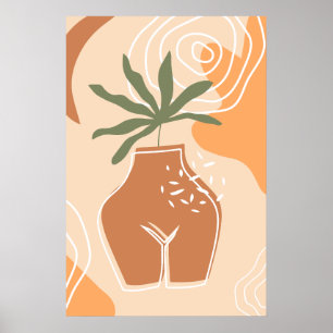 Curvy Vase Abstracte Boho Art Print Poster