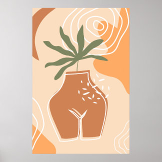 Curvy Vase Abstracte Boho Art Print Poster