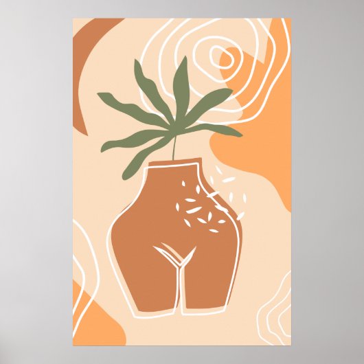 Curvy Vase Abstracte Boho Art Print Poster (Voorkant)