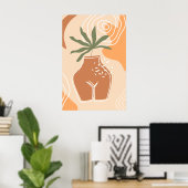 Curvy Vase Abstracte Boho Art Print Poster (Thuiskantoor)