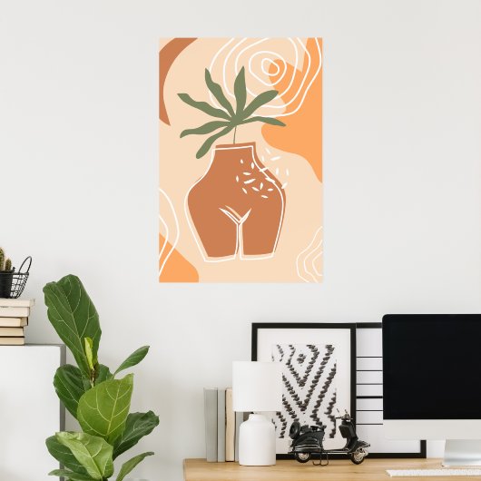 Curvy Vase Abstracte Boho Art Print Poster (Thuiskantoor)
