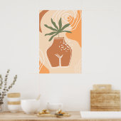 Curvy Vase Abstracte Boho Art Print Poster (Keuken)