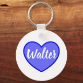 Curvy Walter naam in blauw liefde hart, Sleutelhanger (Voorkant)