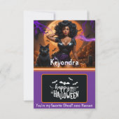 Curvy Zwart Pinup Vrouw Halloween Cadeau Kaart Hou (Voorkant)