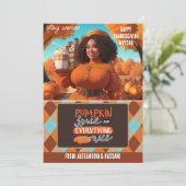 Curvy Zwart Vrouw Pompoen Spice Gift Kaart Houder (Staand voorkant)