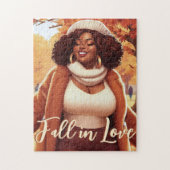 Curvy zwarte vrouw Herfst Bliss Legpuzzel (Verticaal)