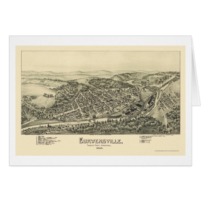 Curwensville, PA Panoramic Map - 1895 (Voorkant Horizontaal)