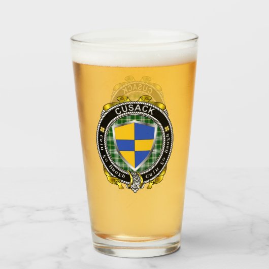 Cusack Irish Shield Beer Glass Glas (Voorkant gevuld)